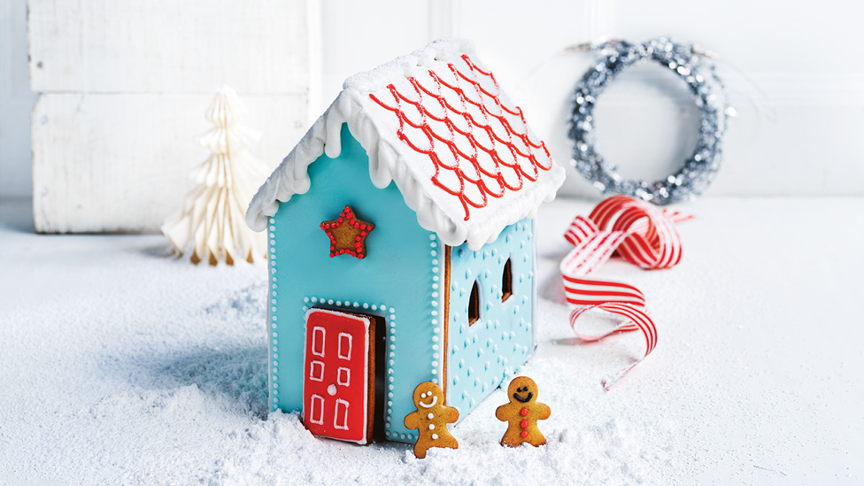 Gingerbread house decorated with royal icing