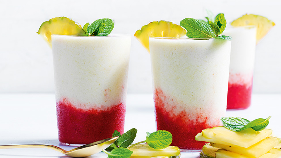 Non-alcoholic strawberry pina colada