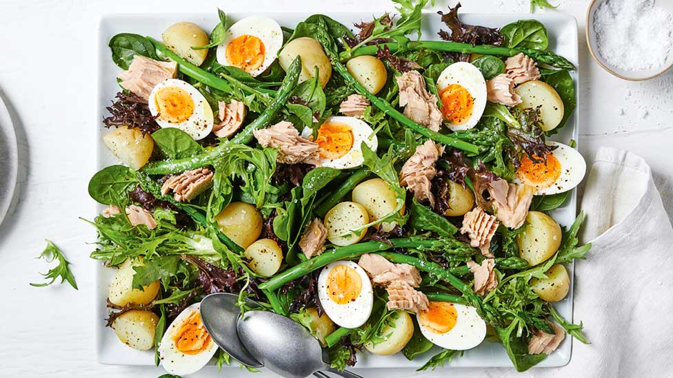 Tuna and potato salad with boiled eggs