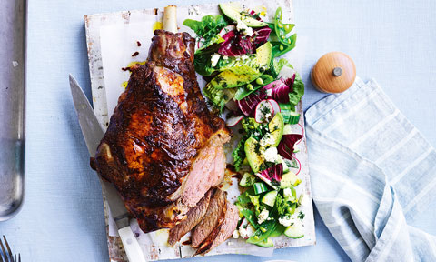 Curtis Stone's BBQ lamb leg with spring chopped salad