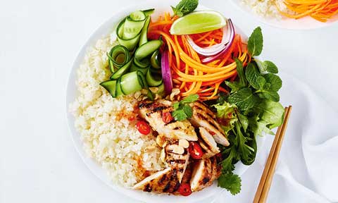 Cauliflower rice with lime and chilli chicken