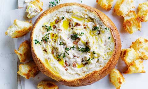 Leek and bacon cob dip