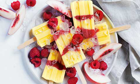 Peaches and cream ice blocks