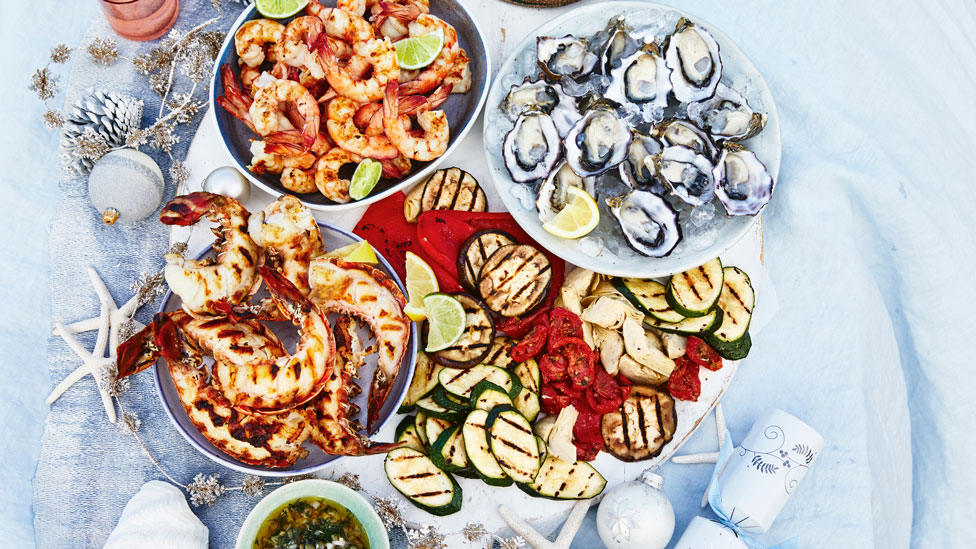 Hot and cold seafood grazing platter