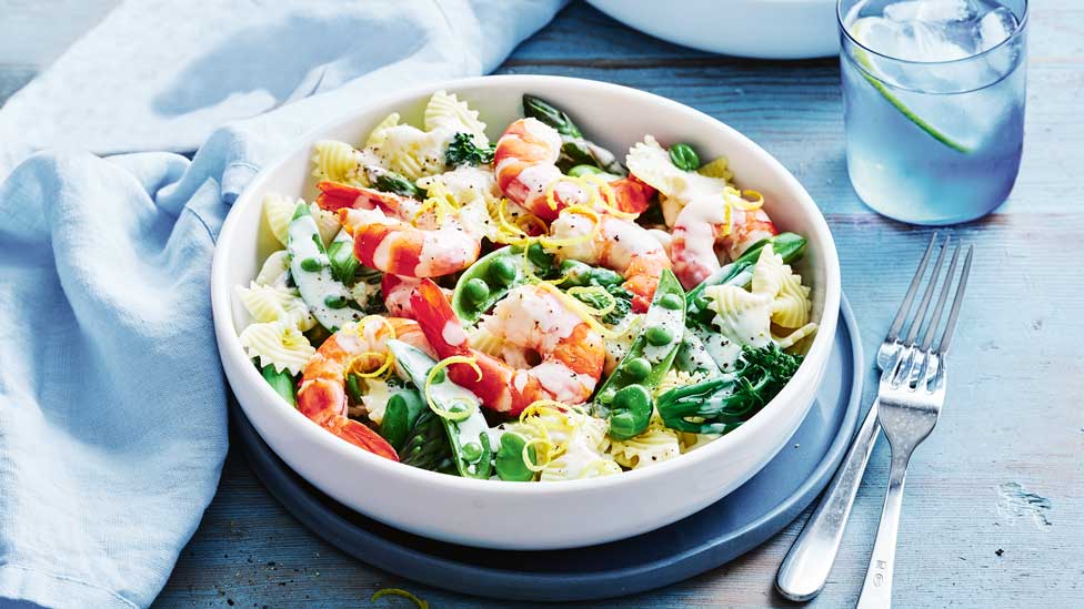 Prawn primavera pasta salad