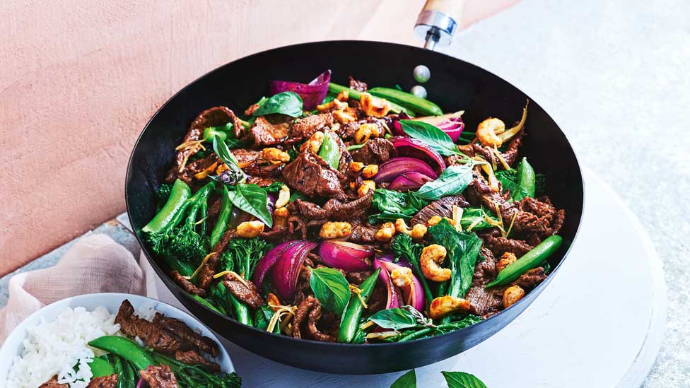 Beef, black bean and cashew stir-fry