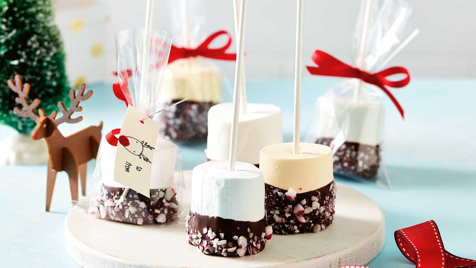 Candy cane marshmallow pops