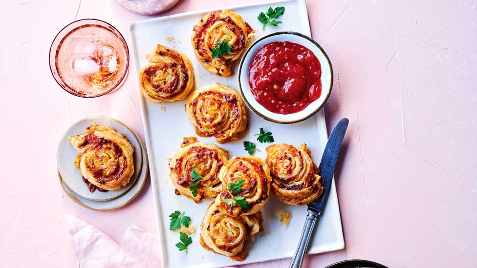 Cheesy pumpkin and caramelised onion scrolls