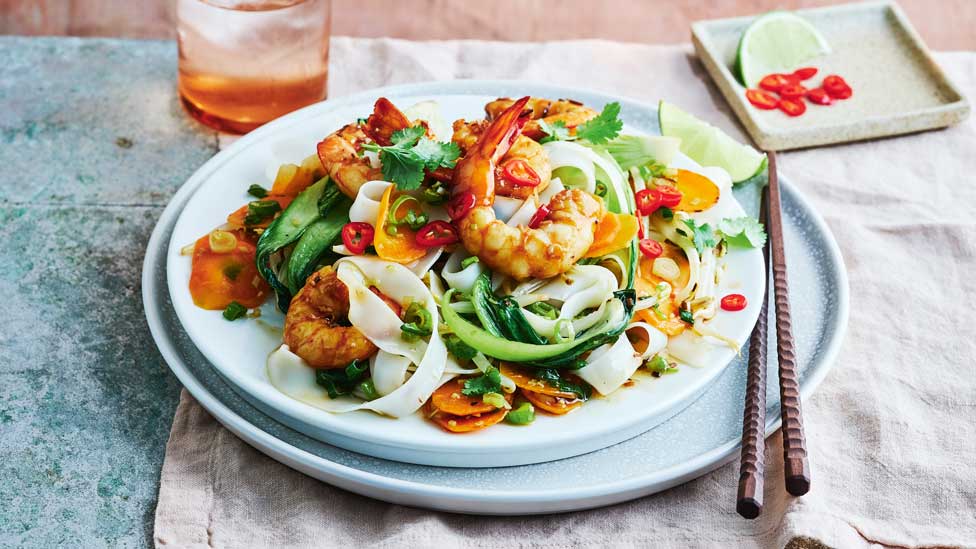 Lemongrass prawn and noodle stir-fry