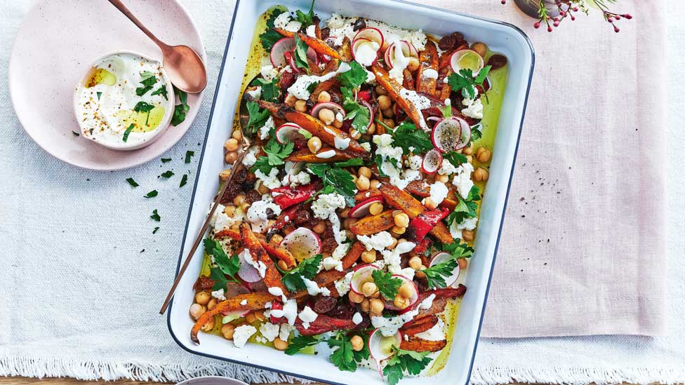 Roasted carrot salad with chilli-yoghurt dressing