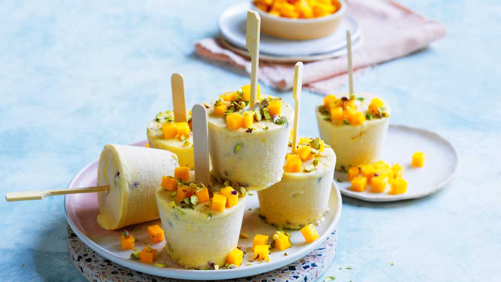 Saffron mango and pistachio kulfi