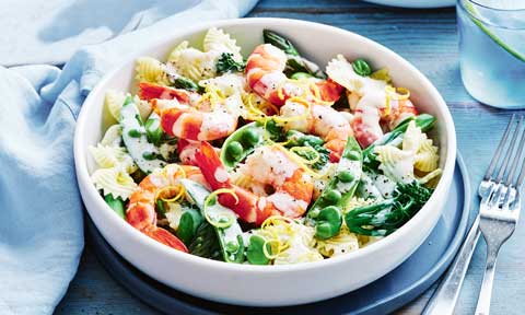 Prawn primavera pasta salad