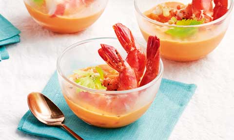 Curtis Stone’s gazpacho cocktail prawns 