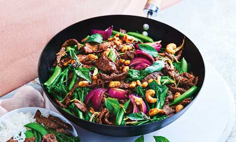 Beef, black bean and cashew stir-fry