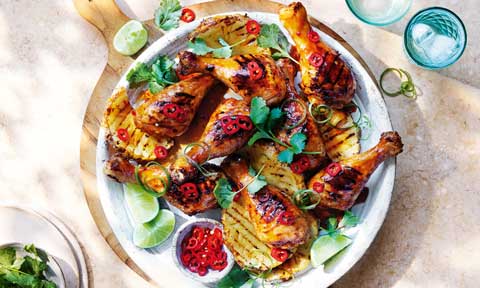 Ginger beer BBQ chicken with pineapple