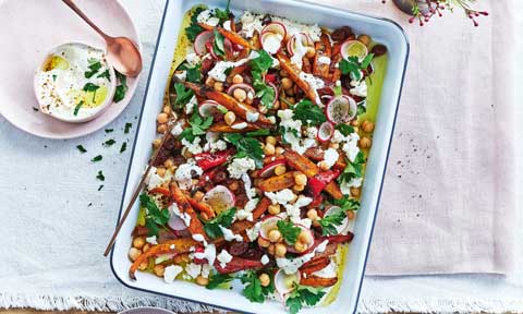 Roasted carrot salad with chilli-yoghurt dressing