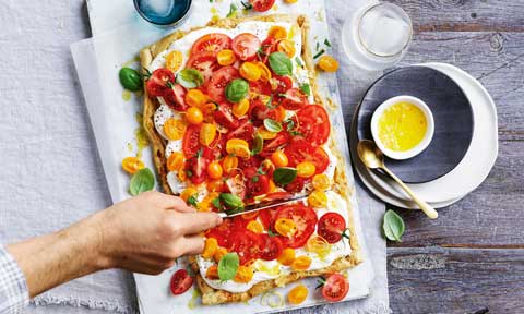 Tomato and fetta filo tart