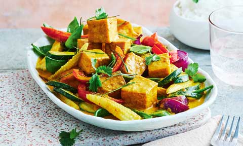 Yellow curry tofu stir-fry