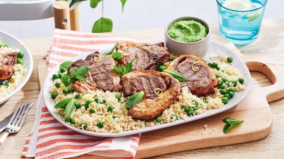 Michael Weldon's lamb chops with mint and pea couscous