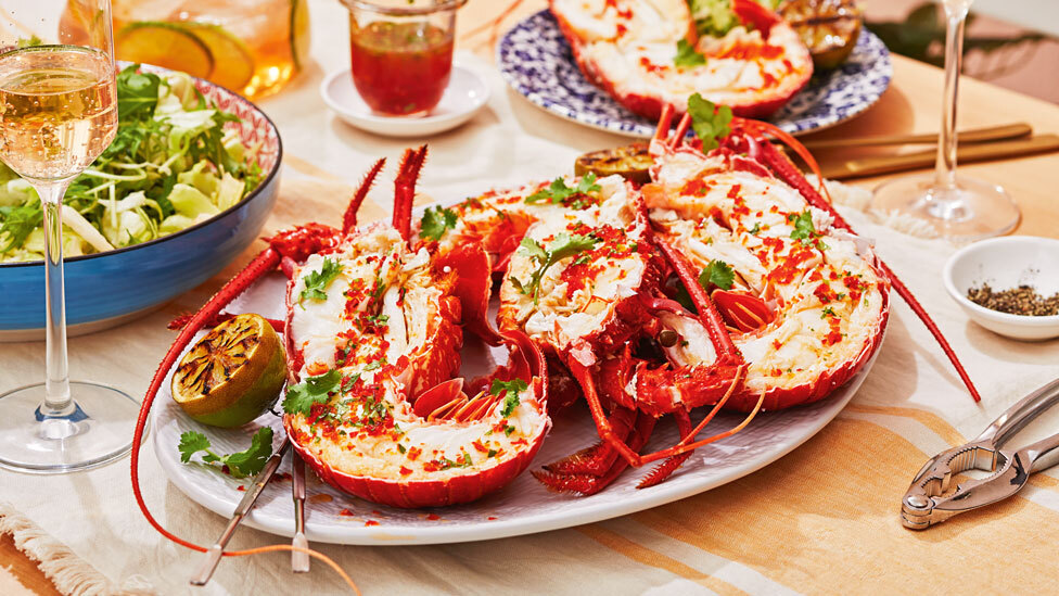 Chargrilled lime and vodka lobster