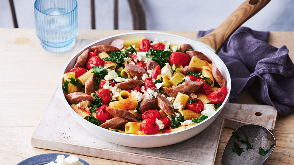 Chipolata tomato and fetta rigatoni