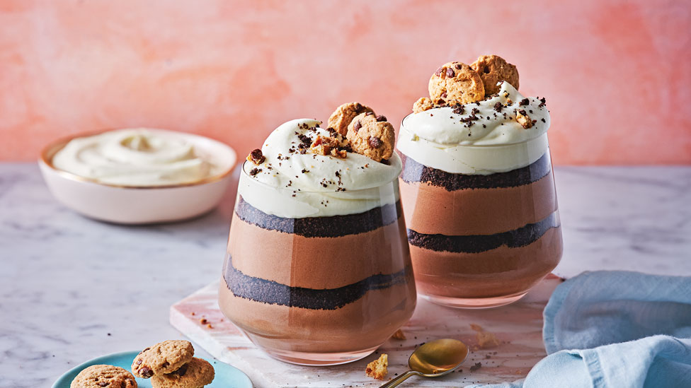 Cookies and cream chocolate mousse parfaits