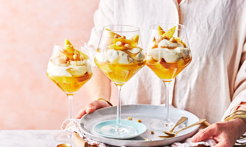 Butterscotch and mango trifles 