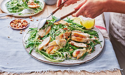 Chicken with zucchini and bean slaw 