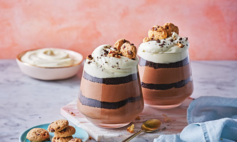 Cookies and cream chocolate mousse parfaits