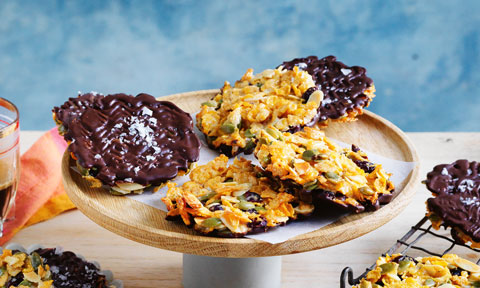 Courtney Roulston’s cornflake, cranberry and dark chocolate florentines