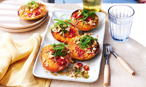 Grilled sticky mango with miso and chilli