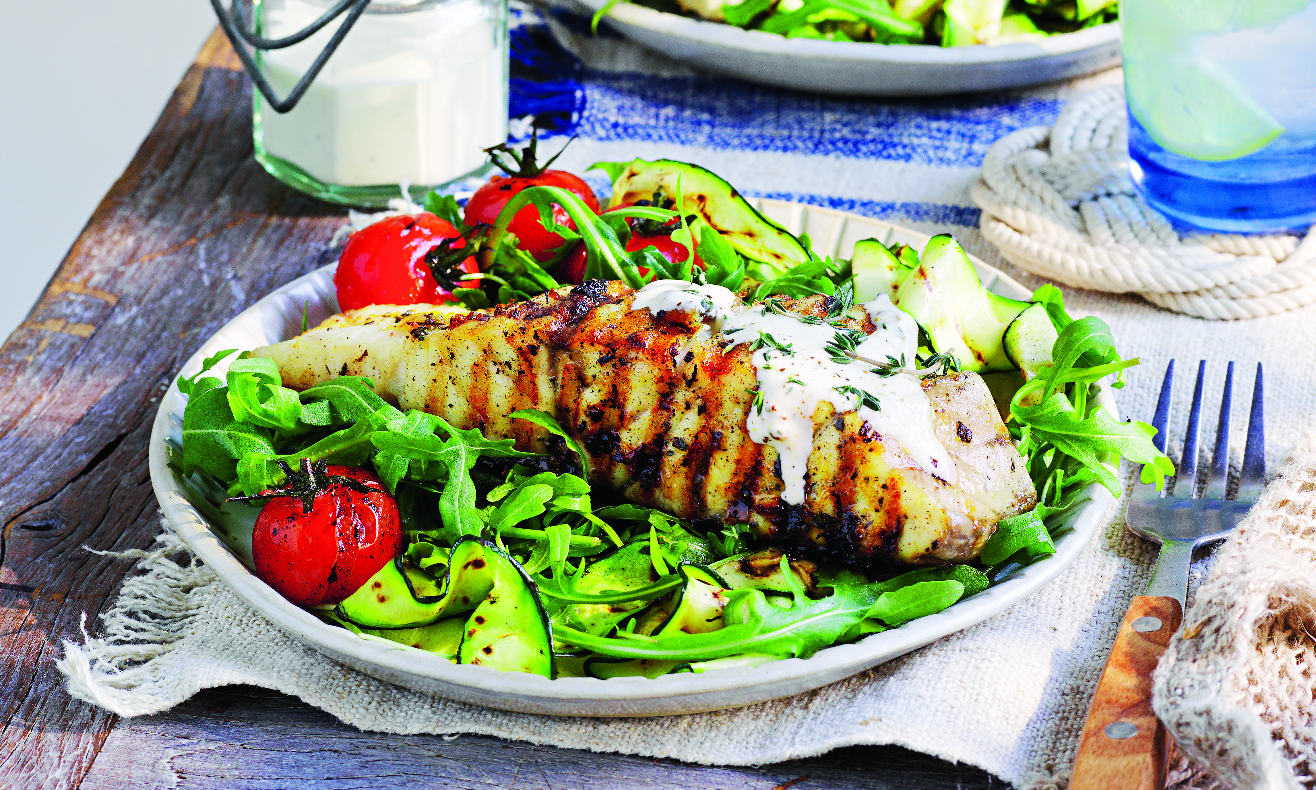 Herbed barramundi with chargrilled zucchini salad 