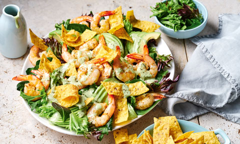 Prawn and tortilla chip salad 