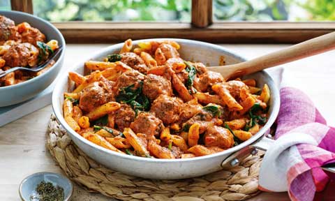 Michael Weldon’s penne with ricotta meatballs 