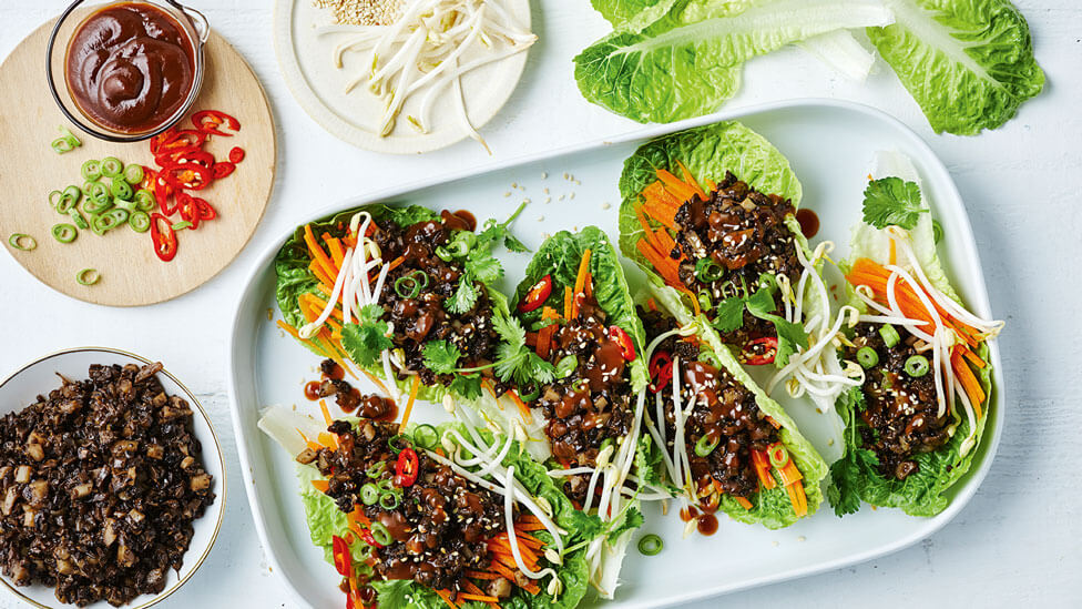 Mushroom san choy bau in a dish.