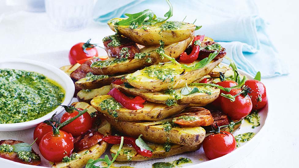 Chargrilled potato salad with tomatoes