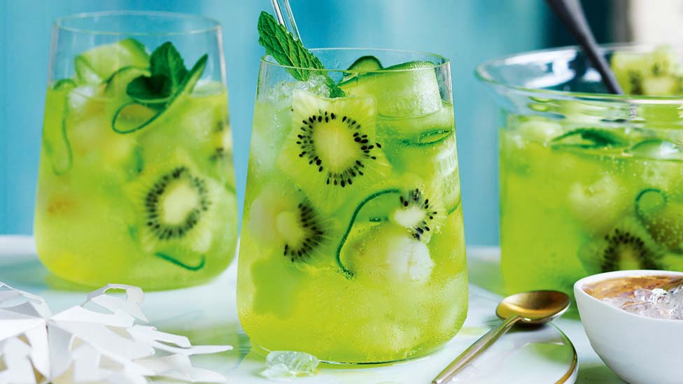 Three cups of cucumber and melon sangria