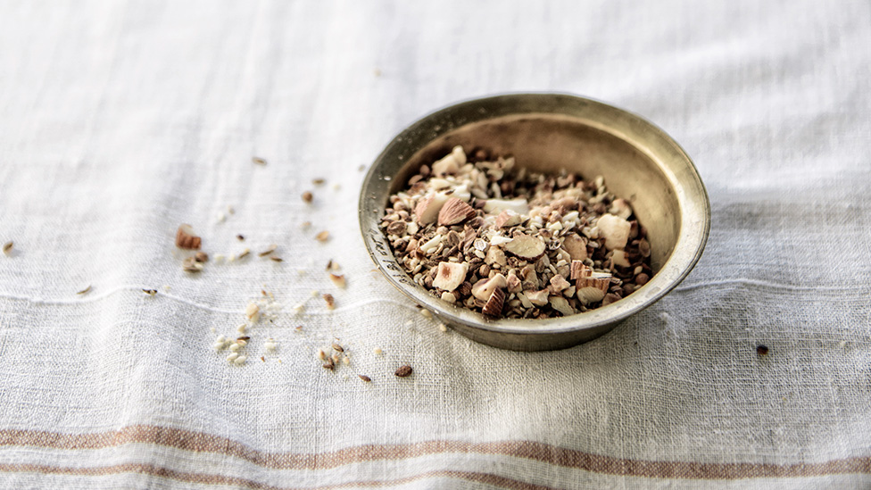 Mini bowl of dukkah.