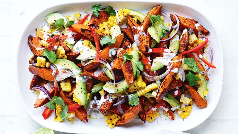 Southern-style sweet potato salad in a dish.
