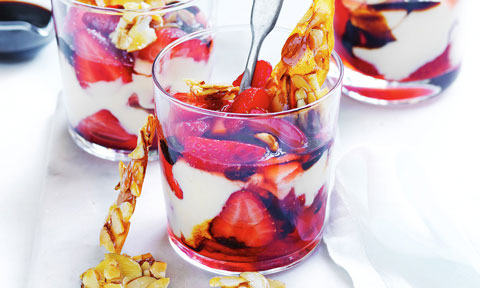 Curtis Stone's Strawberry parfaits with balsamic syrup