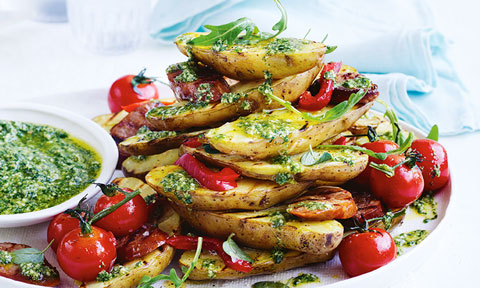 Chargrilled potato salad with tomatoes