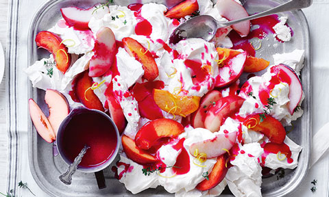 Curtis Stone's peach and mascarpone smashed pavlova