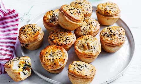 12 spinach and pumpkin party pies