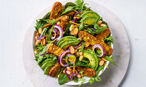 Crispy tempeh and bean salad