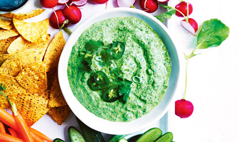 Jalapeño dip with spring veggies