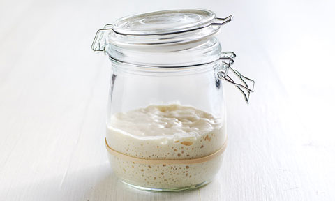 Sourdough starter in a jar