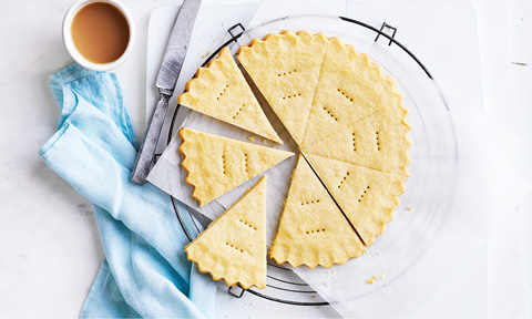 Traditional shortbread cut into eight wedges