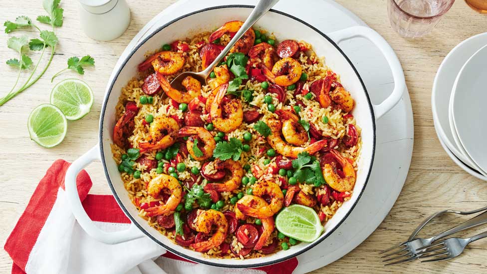 Prawn and chorizo Spanish-style rice