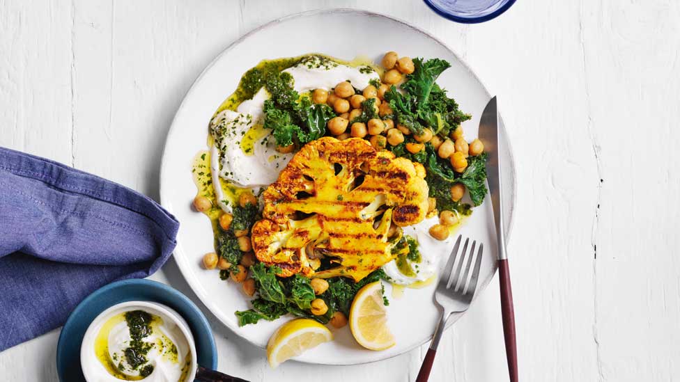 Cauliflower steaks with tahini yoghurt