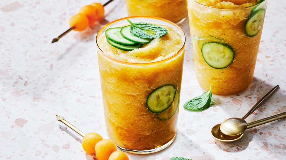 Cucumber and rockmelon slushies